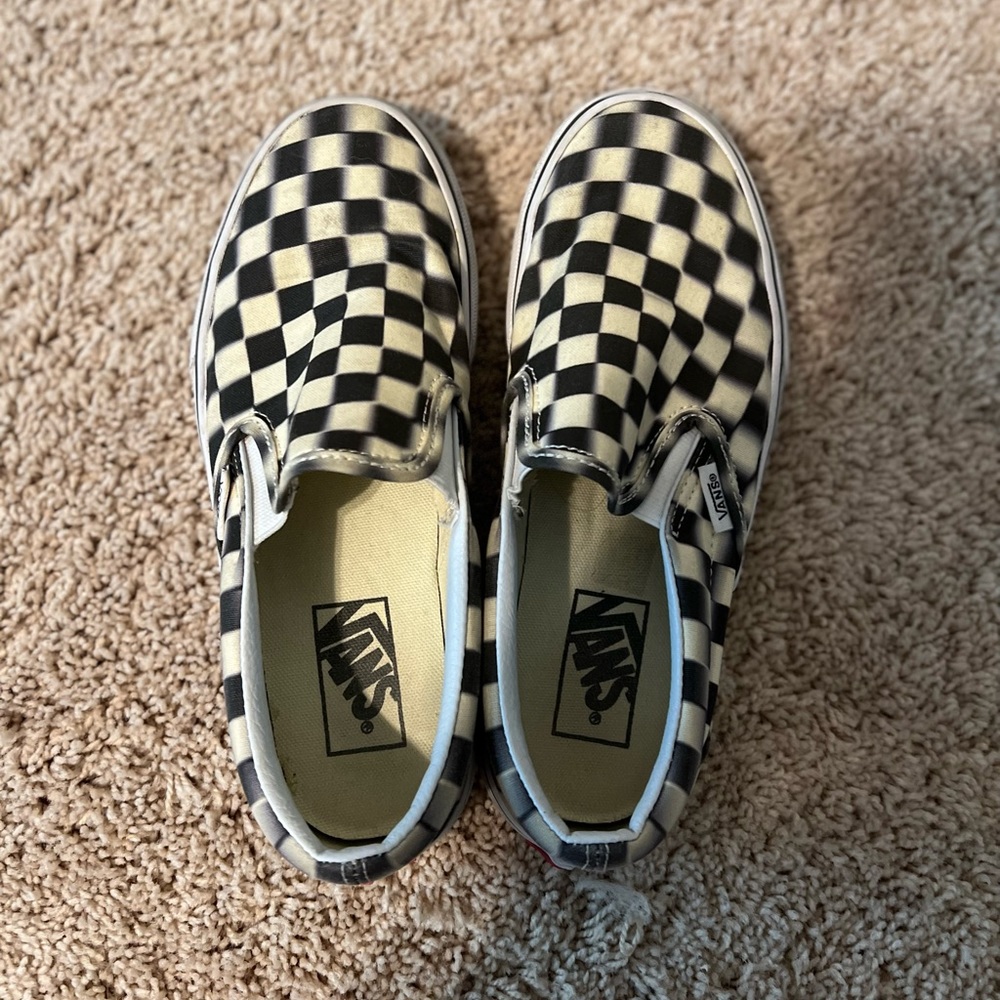 Black and White Checkered Blurry Vans Womens 6.5